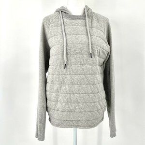 ZYIA Active Quilted Hoodie Sweatshirt Gray Thumbholes Kangaroo Pocket sz Medium